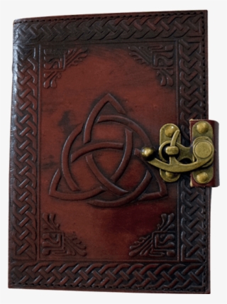 triquetra knot embossed leather journal with lock - wallet