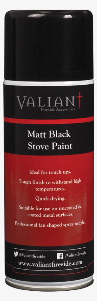 Valiant Matt Black Stove Paint Spray Can On A White - Cosmetics
