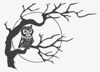 Owl Tree Moon - Owl In A Tree Clipart