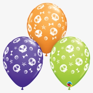 11" Round Special Assorted 50 Count Fun Skulls & Eyeballs - Balloon