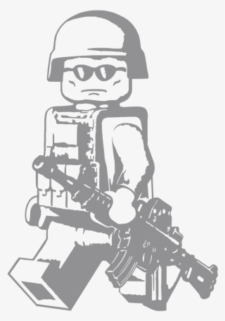 Lego Walking Modern Minifig With M4a1 Vinyl Decal - Lego Soldier Wall Decal
