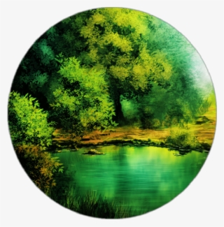Forrest Sticker - Forest With Lake Drawing