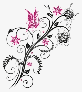 Butterfly Floral Flower Ornament Download Hq Png Clipart - Flowers And Butterflies Vector