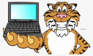 Computer Tigger Clipart Png Image Download - Tiger On A Computer