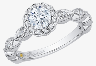 Round Diamond Floral Halo Engagement Ring - Pre-engagement Ring