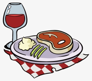 Png Download Red Wine Beefsteak Clip Art Plaid Tablecloth - Steak And Wine Cartoon