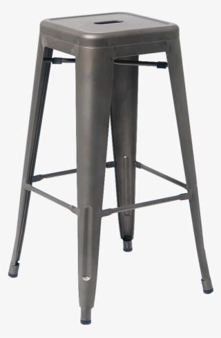 Indoor Backless Steel Barstool In Gun Color Coating - Silla De Bar Tolix
