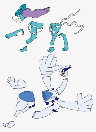 Pieces Of Lugia And Suicune - Cartoon