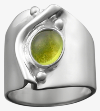 Pinched Band Ring With Peridot - Titanium Ring