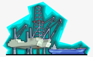 Vector Illustration Of Offshore Petroleum Fossil Fuel - Illustration