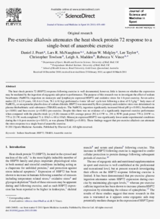 Pre Exercise Alkalosis Attenuates The Heat Shock Protein - Document