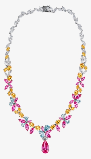 Georgette Floral Pink Pendant Necklace - Necklace Pink