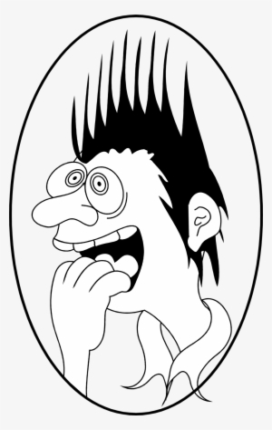 Scared Man - Black And White Cartoon Frightened