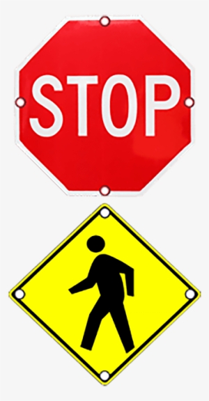 ts40 flashing stop and pedestrian warning combo sign - stop sign