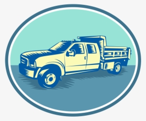 Tipper Pick-up Truck Oval Woodcut Example Image - Illustration