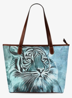 Watercolor Tiger Shoulder Tote Bag