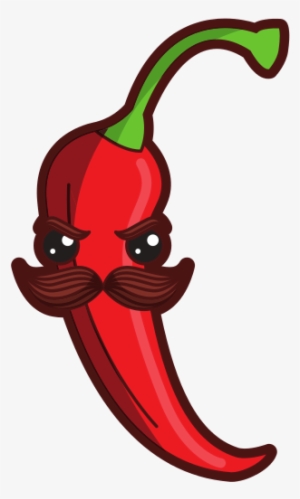 Spicy With Mustache Character Vector Freeuse Stock - Chiles Kawaii