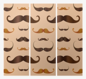Hipster Realistic Mustache Seamless Pattern Triptych - Placa Decorativa - Bigode - 0427plmk