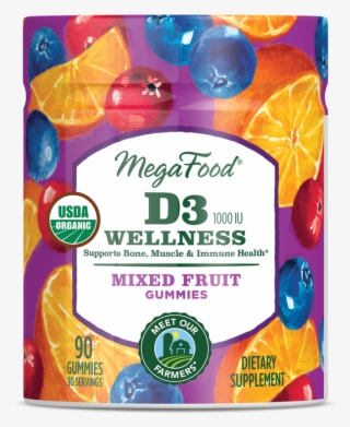 Mega Food -d3 Wellness Gummy Mixed Fruit, 90 Count - Megafood