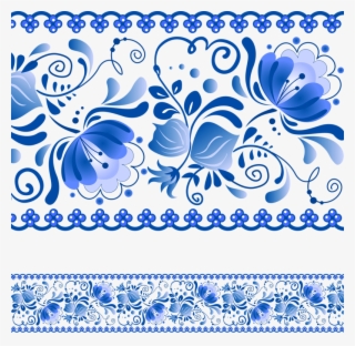 Blue Floral Background - Болгарский Национальный Орнамент Eps