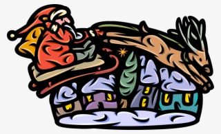 Vector Illustration Of Santa Claus With Sleigh And