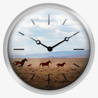Wild Horses Navajo Nation Indian Reservation Usa - Red Wall Clock For Christmas Transparents