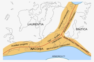 Reconstruction Showing The Collision Of Three Paleocontinents - Den Kaledonske Fjellkjedefolding