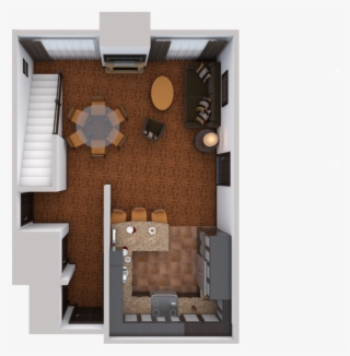 Layout Of Bi-level 1 Bedroom Suite - Floor Plan