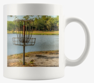 Disc Golf Basket With Lake View - Mug