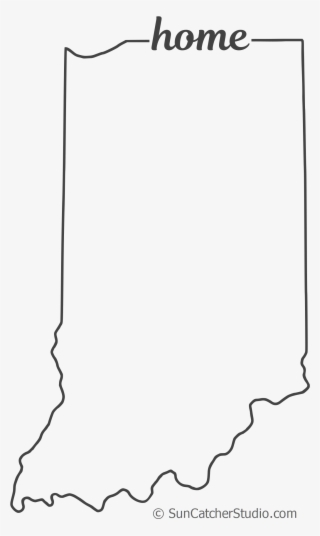 Free Indiana Outline With Home On Border, Cricut Or - Line Art