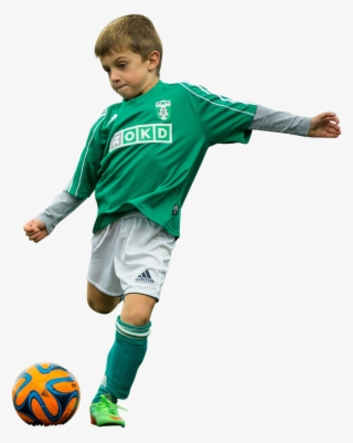 Little Boy Play With Football - Kid Kicking Soccer Ball