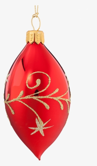 Glass Ornament Red With Goldglimmer - Christmas Ornament