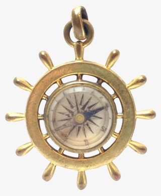 Antique Captains Ship Wheel Compass , Charm, Or Pendant - Brass