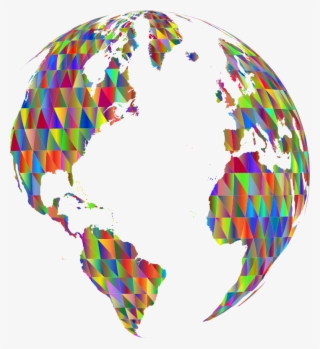 Polygonal Low Poly Polyprismatic World Globe No Bg - Clip Art Globe