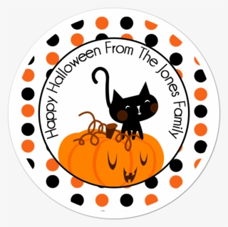 Cute Cat On Pumpkin Personalized Sticker