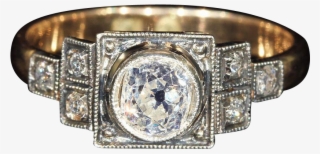 818 X 818 2 - Gold Diamond Art Deco Ring