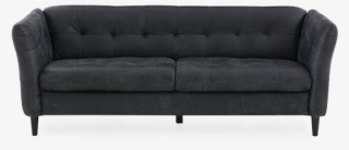 Image For Dark Blue Genuine Leather Sofa From Brault - Studio Couch