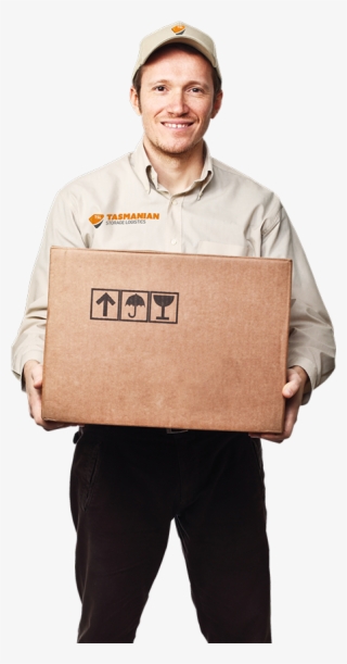 Tasmanian Storage Logistics Worker Holding A Cardboard - Logistics Worker