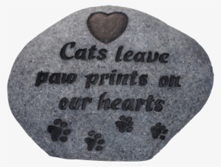 Cat Paw Print Memorial Stone Grey By Vivid Arts - Heart