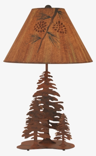 Rust 3 Tree Table Lamp W/ Pine Branch Shade - Electric Light