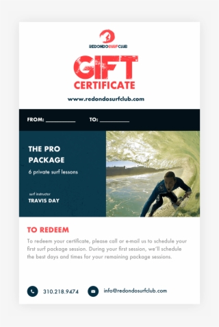 Redondo Surf Club Gift Certificate Pro Package - Poster