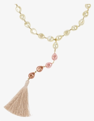 21" Pink Ombre Baroque Pearl Tassel Necklace - Chain