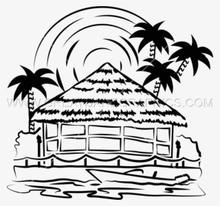 Hut Clipart Tree Drawing - Tiki Bar Clipart Black And White