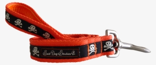 Black On Orange Skulls Ribbon Dog Lead - Belt