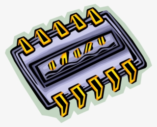 Vector Illustration Of Integrated Circuit Electronic - Illustration