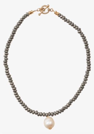 Pyrite Rondels And White Pearl Necklace - Michael Kors Silver Tone Padlock Necklace
