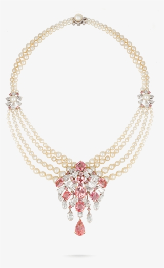 padparadscha sapphire and pearl necklace - necklace