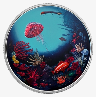 Pure Silver Glow In The Dark Coin Illuminated Coral - Canadian Mint Coins Glow In The Dark
