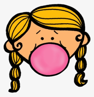Girl With Bubble - Girl Blowing Bubble Gum Clipart