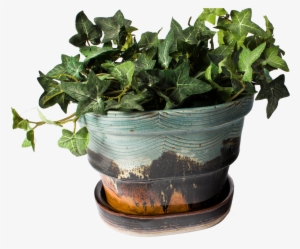 Planter With Plant Turquoise-brown Handmade Pottery - Pottery